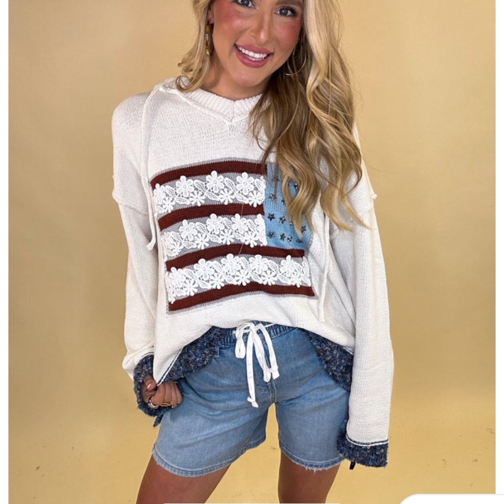 POL Women’s White Knit Flag Sweater